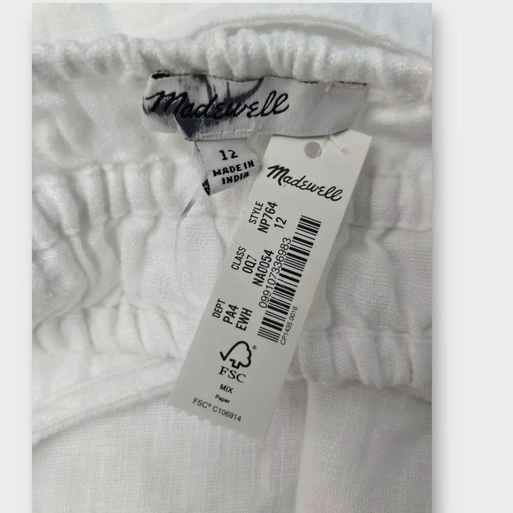 MADEWELL Square-Neck Mini Dress in 100% Linen White 12 NWT - Picture 10 of 12